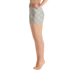 *Gray Brushstroke* Design Yoga Shorts Ladies Sizes XS-XL