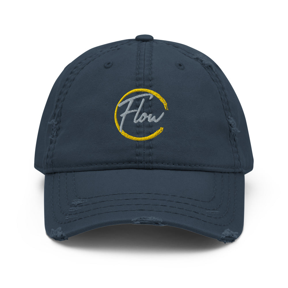 Hat, *FLOW* Embroidered Logo Adult Size Distressed Dad Hat