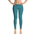 *Marble* Black and Teal Ankle-Length Yoga Leggings