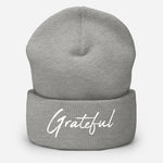 Hat, Adult Size Cuffed Beanie *Grateful* Embroidered Design