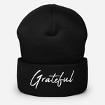 Hat, Adult Size Cuffed Beanie *Grateful* Embroidered Design
