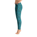 *Marble* Black and Teal Ankle-Length Yoga Leggings