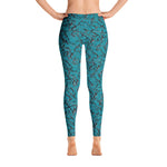 *Marble* Black and Teal Ankle-Length Yoga Leggings