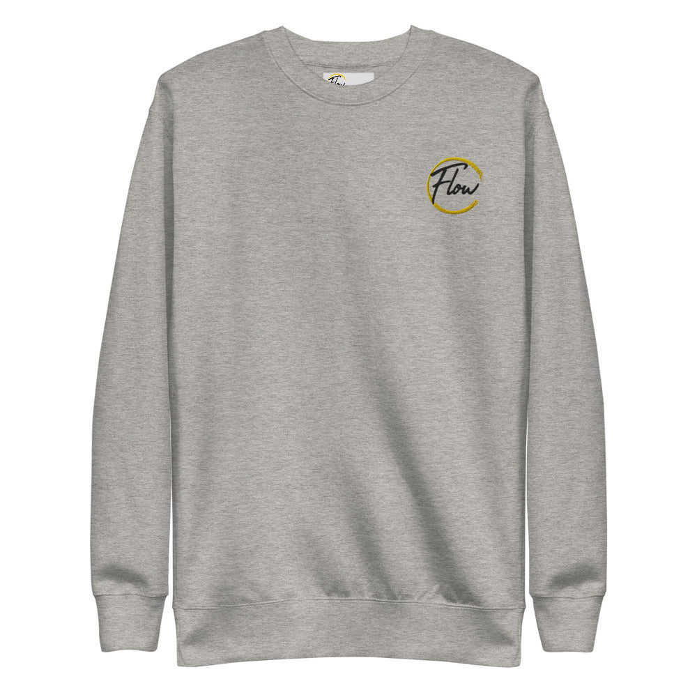 *Flow* Embroidered Design Fleece Pullover Sweatshirt, Unisex Sizes S-3XL