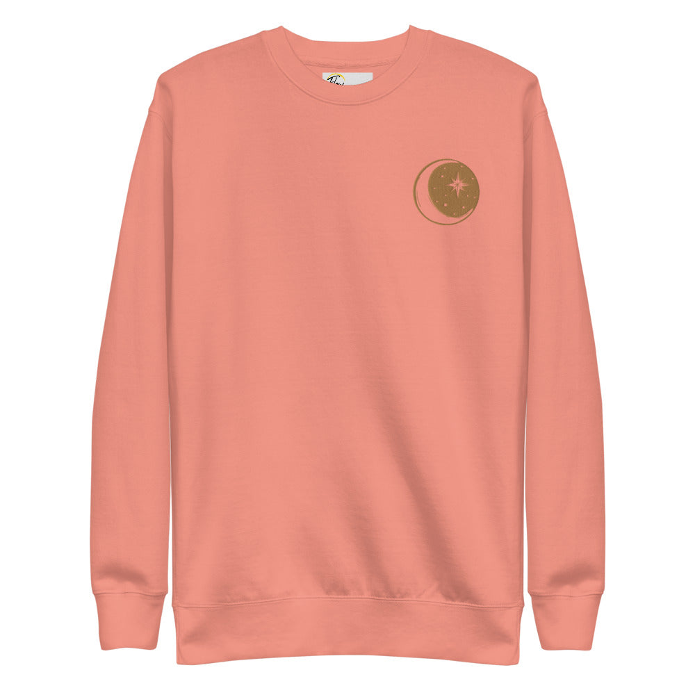 *Moon Glow* Embroidered Fleece Pullover Sweatshirt, Unisex Sizes S-3XL