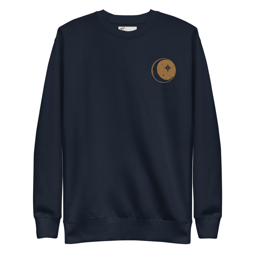*Moon Glow* Embroidered Fleece Pullover Sweatshirt, Unisex Sizes S-3XL