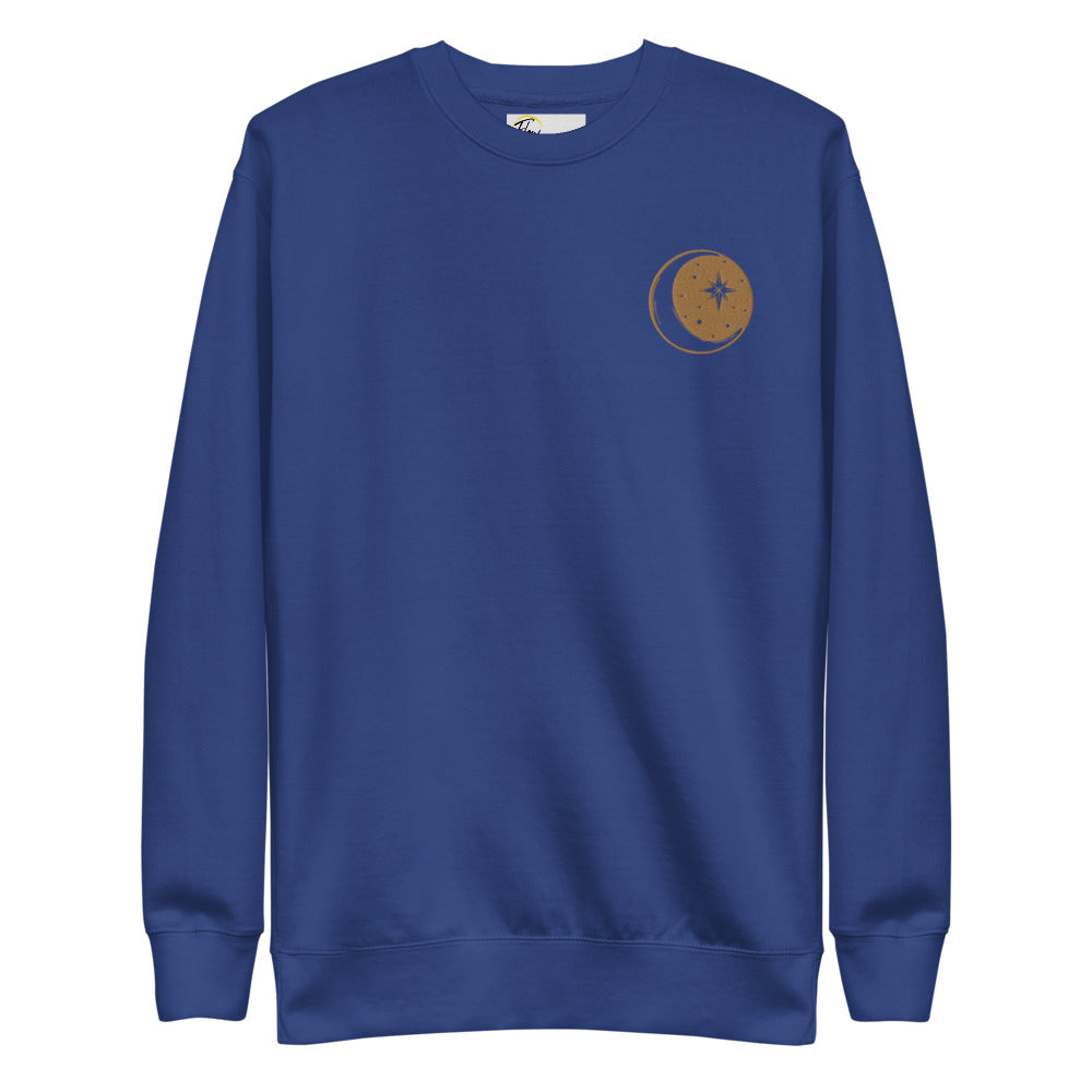 *Moon Glow* Embroidered Fleece Pullover Sweatshirt, Unisex Sizes S-3XL