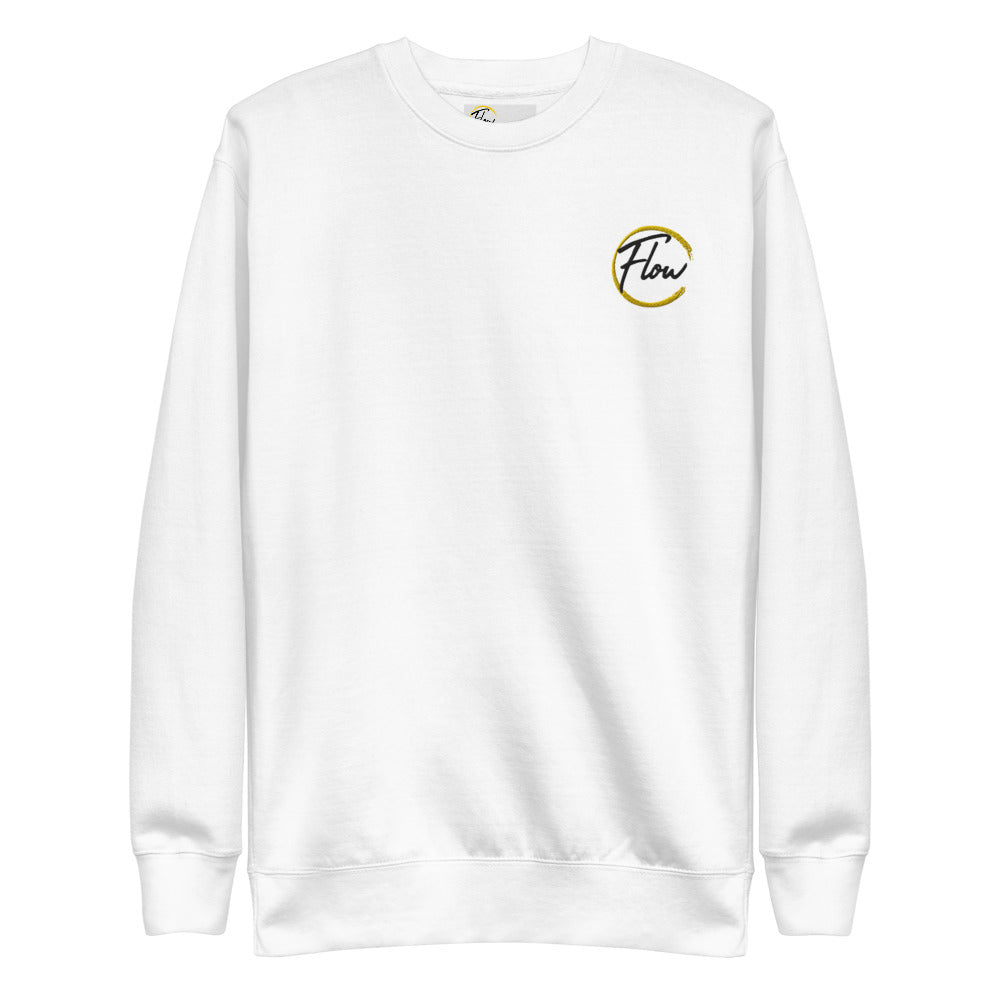 *Flow* Embroidered Design Fleece Pullover Sweatshirt, Unisex Sizes S-3XL