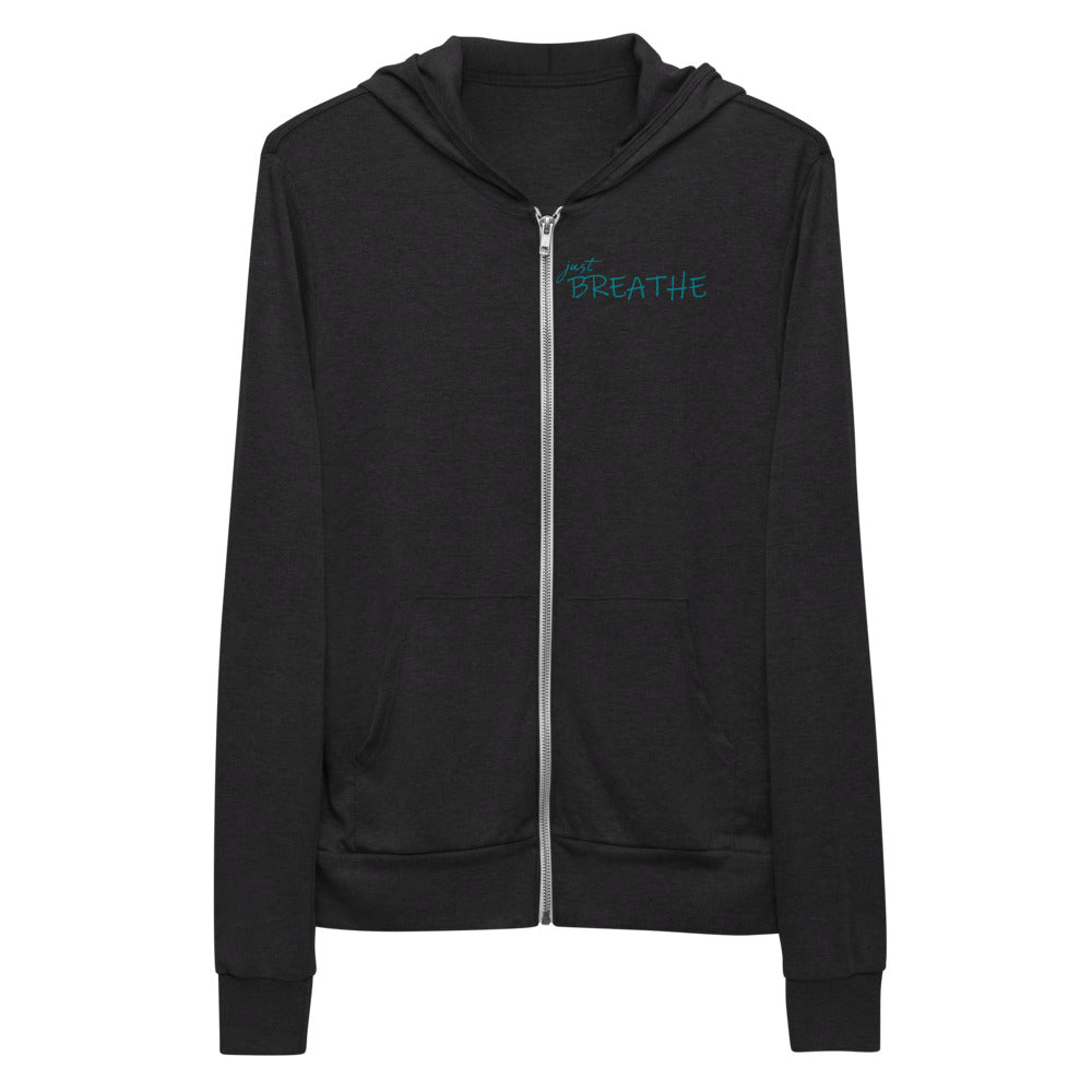 *Just Breathe* Unisex zip hoodie