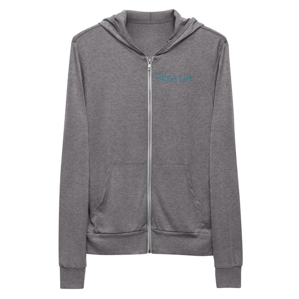 *Just Breathe* Unisex zip hoodie