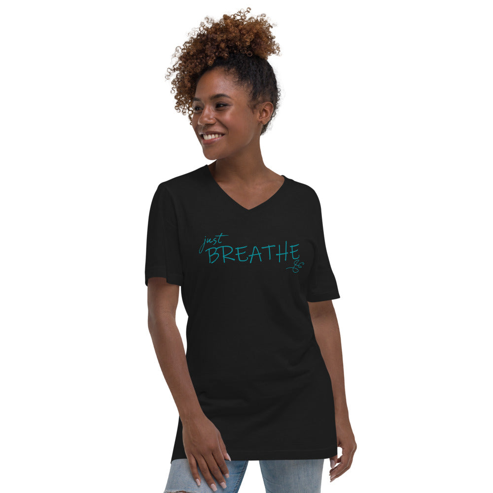 *Just Breathe* Unisex Short-Sleeve V-Neck Tee
