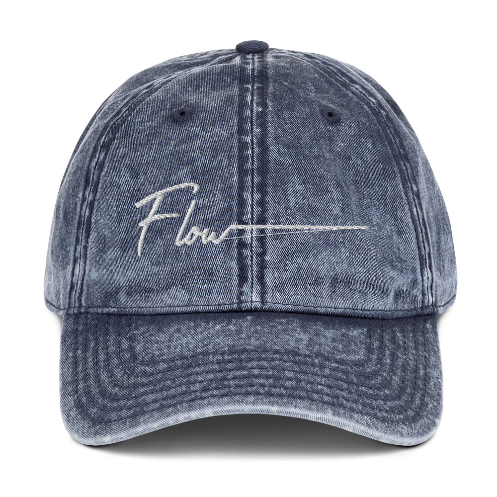 Hat, *Flow* Branded Embroidered Adult Size Vintage Cotton Twill Cap