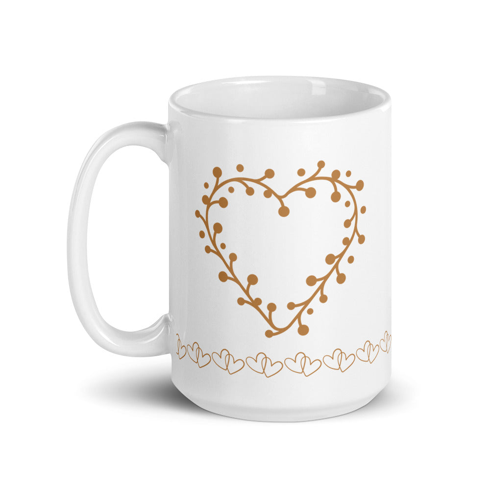 *Heart of Gold* Design, White glossy mug