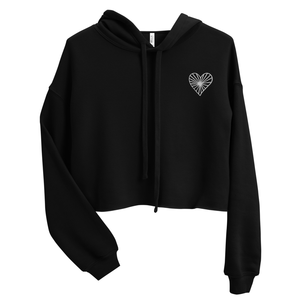 *Heart* Embroidered Crop Hoodie, Ladies-Sizes S-2XL