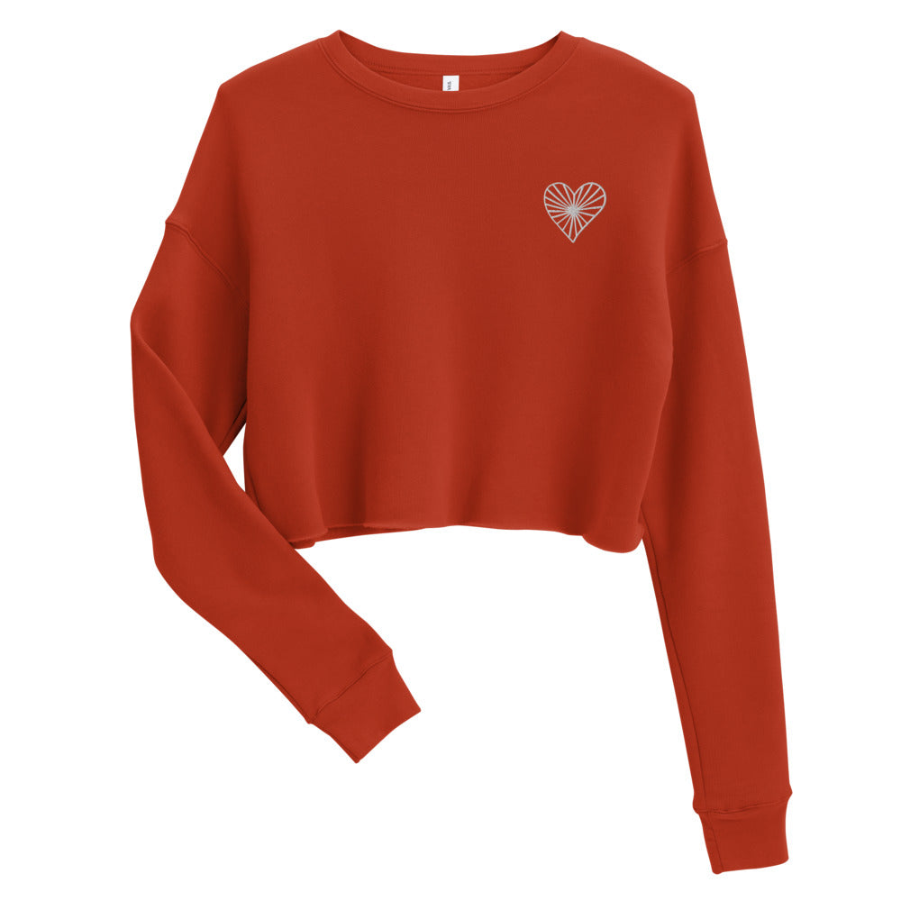 *Heart* Design Embroidered Crop Sweatshirt, Ladies-Sizes S-L