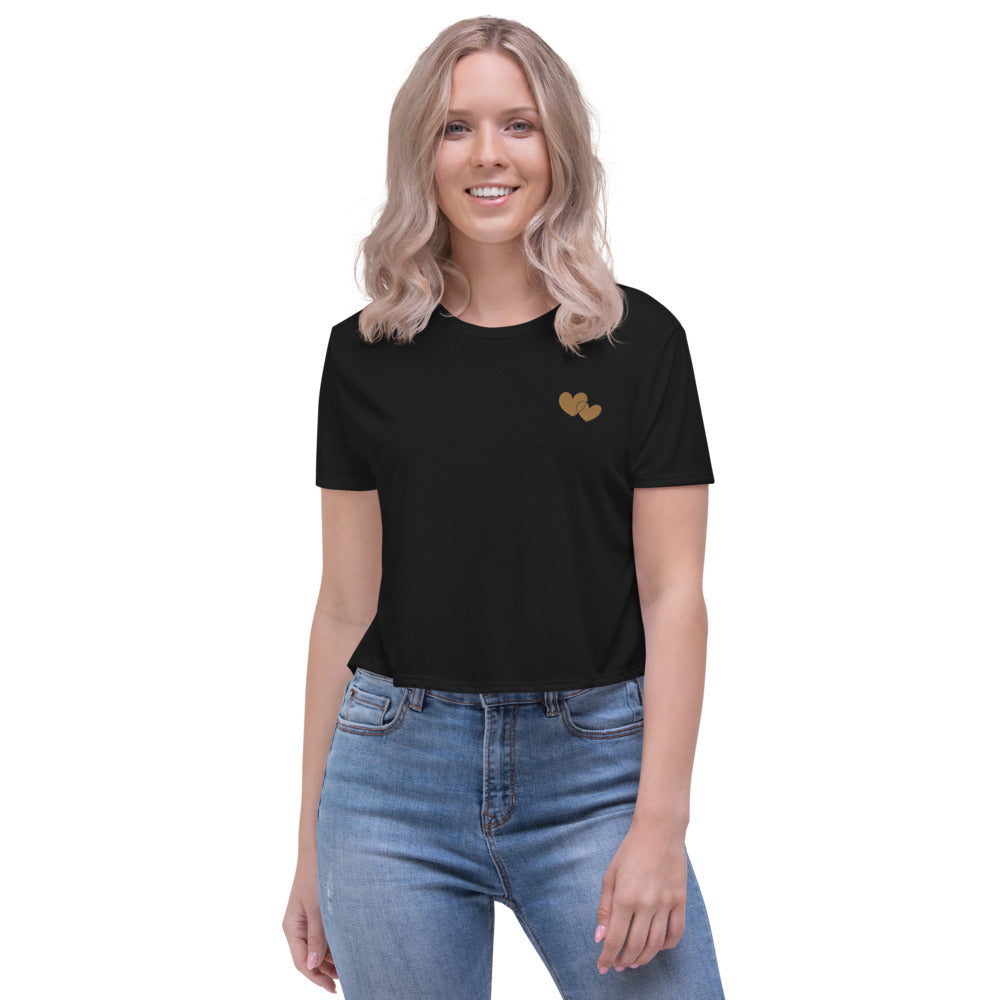 *Heart of Gold* Embroidered Crop Short-Sleeve Tee
