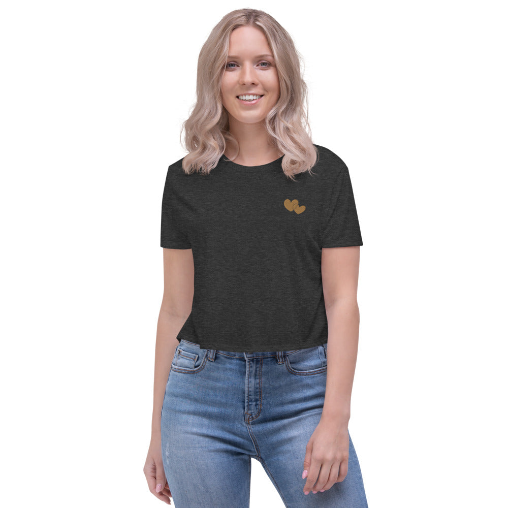 *Heart of Gold* Embroidered Crop Short-Sleeve Tee