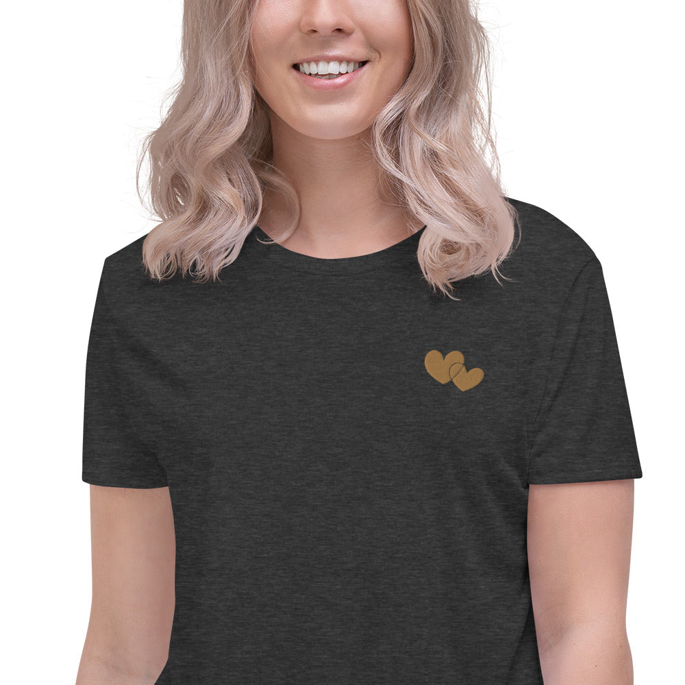 *Heart of Gold* Embroidered Crop Short-Sleeve Tee