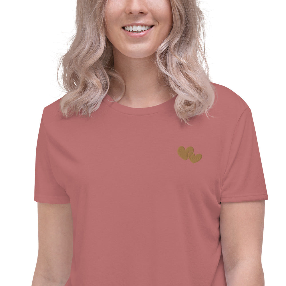 *Heart of Gold* Embroidered Crop Short-Sleeve Tee