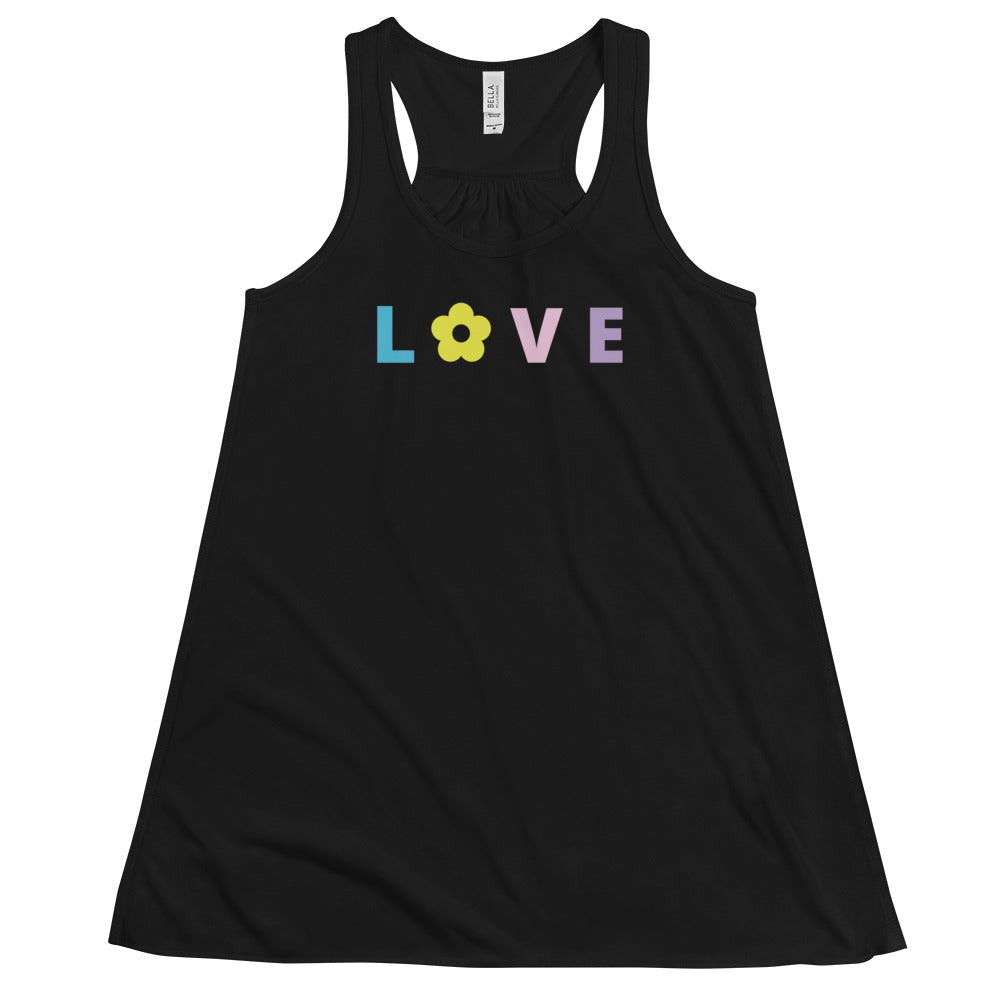 *Love* Graphic Design, Ladies Flowy Racerback Tank Sizes XS-2XL