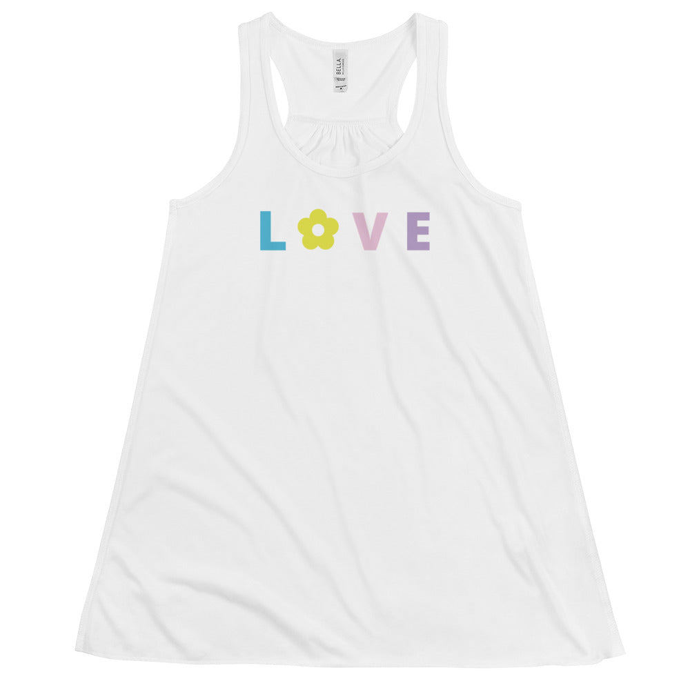 *Love* Graphic Design, Ladies Flowy Racerback Tank Sizes XS-2XL