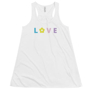 *Love* Graphic Design, Ladies Flowy Racerback Tank Sizes XS-2XL